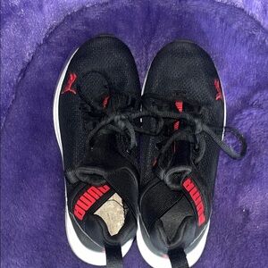 Puma Black and Red Sneakers with Breathable Mesh